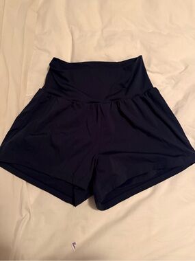 HALARA High-Waist Athletic Shorts - Navy Blue